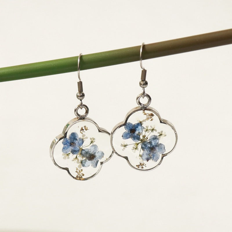 Wholesale 6pcs Pink Rose Gold Real Dried Flower Earrings